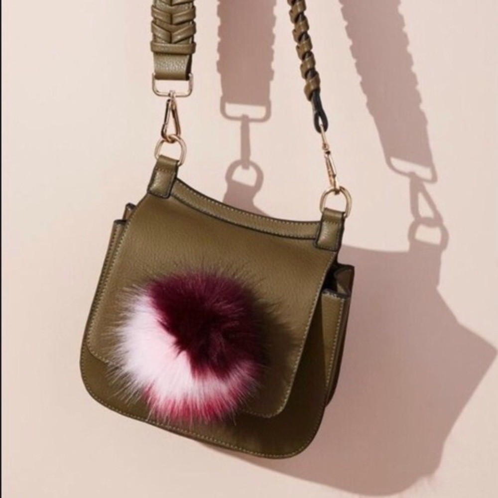 Anthropologie Olive Green crossbody w/ puff